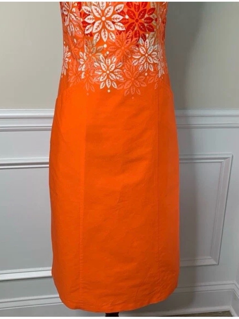 Pendleton Bright Orange Floral Midi Dress 4 - Picture 7 of 9